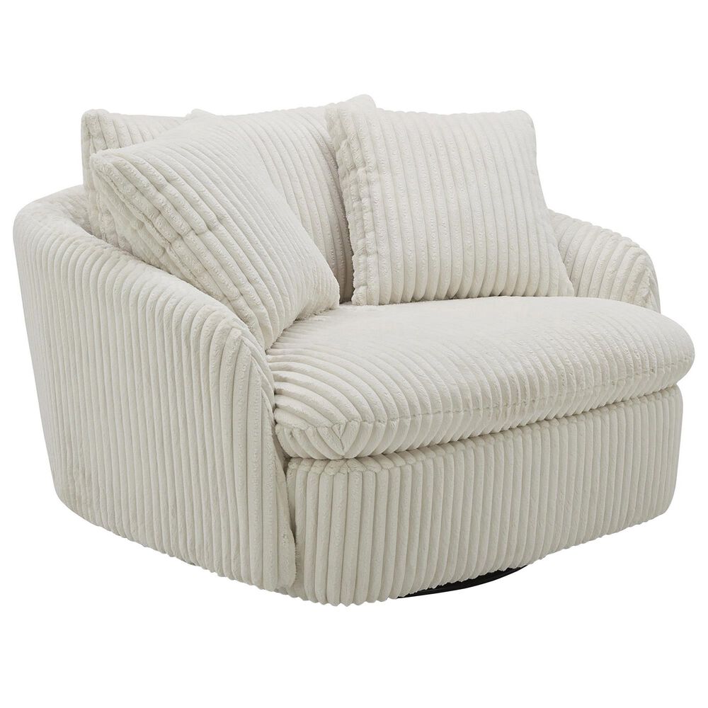 Simeon Collection Boomer Oversized Swivel Accent Chair in Mega Ivory, , large