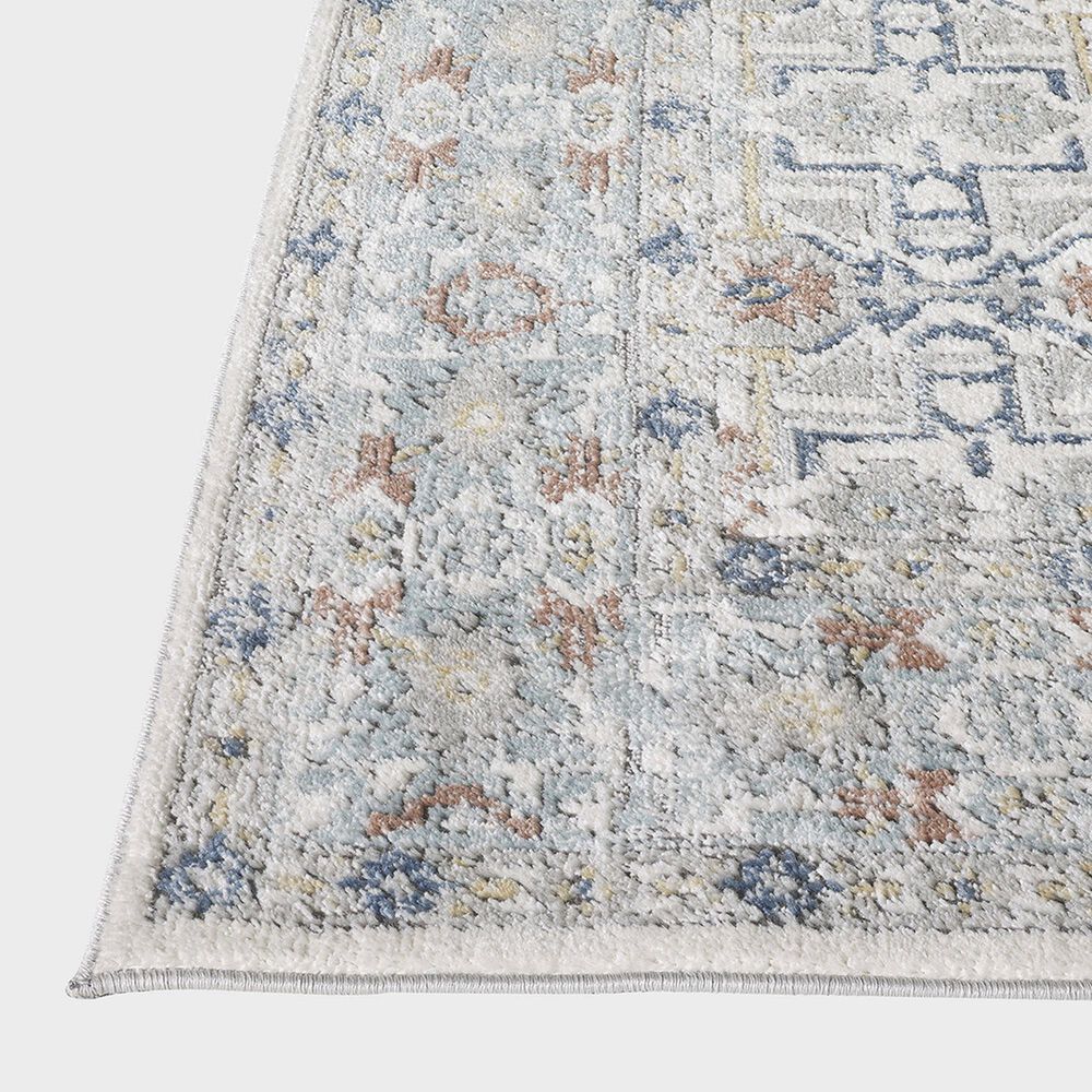 Central Oriental Orient Dania 5&#39;3&quot; x 7&#39;3&quot; Cream and Light Blue Area Rug, , large