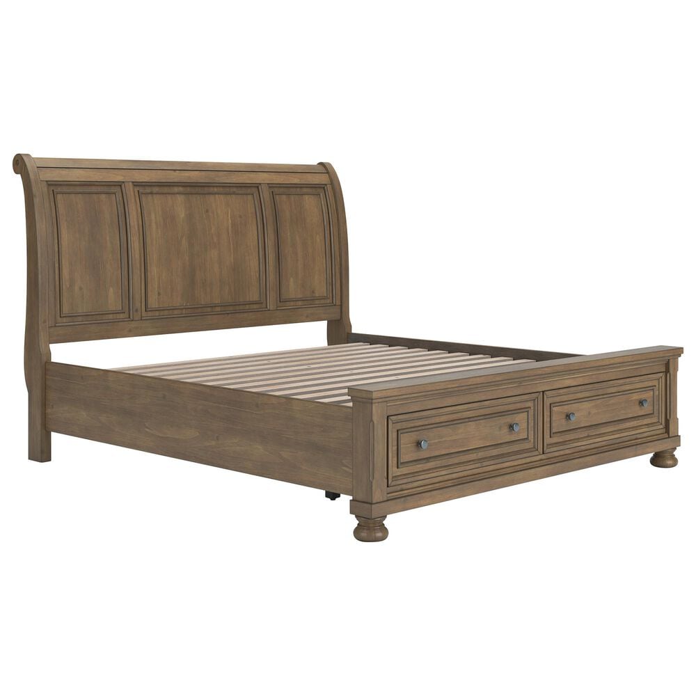 Ashley Feddinger King Storage Sleigh Bed in Chestnut Brown, , large