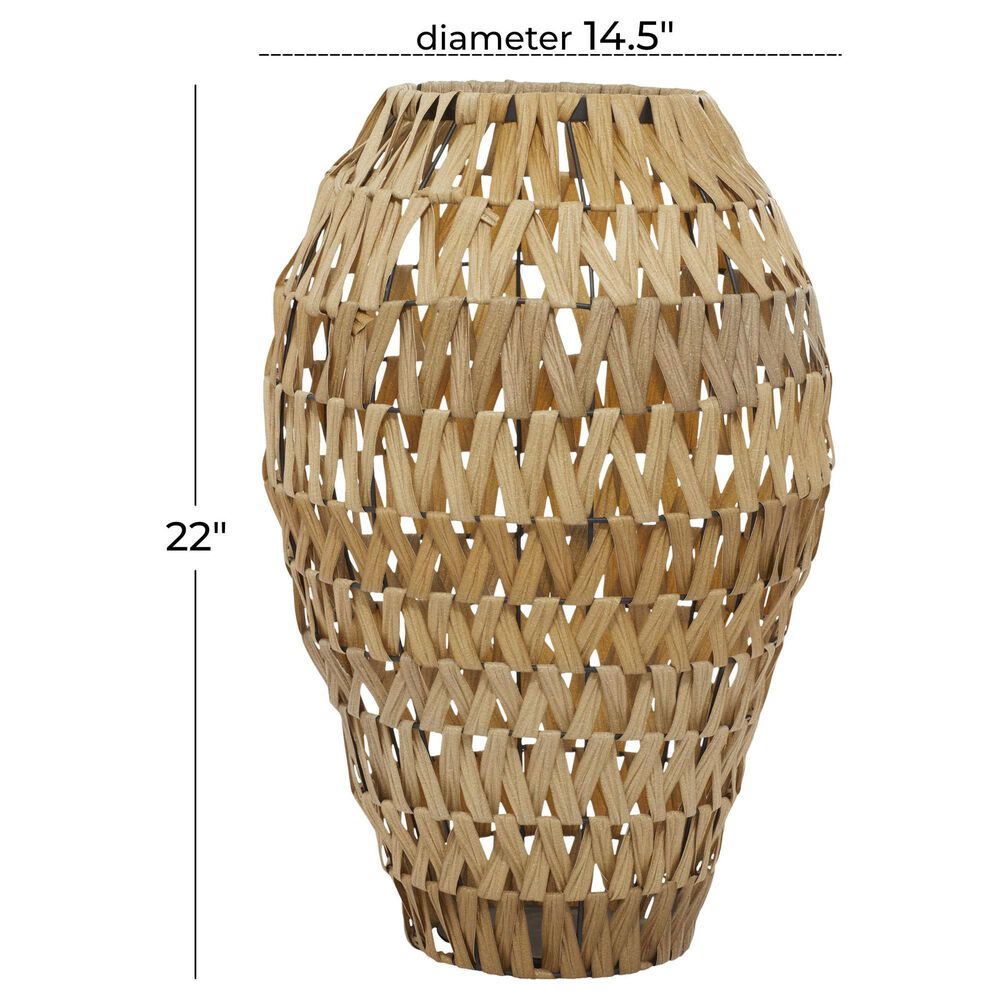 Maple and Jade Plastic Rattan Handmade Decorative Vase in Brown and Black, , large