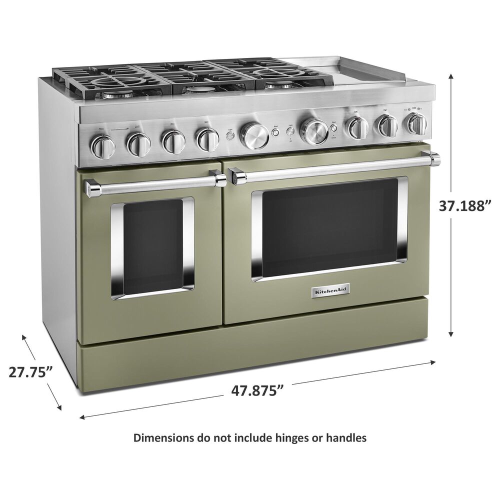 KitchenAid 6.3 Cu. Ft. Freestanding Double Oven Dual Fuel Range with True Convection in Avocado Cream, , large