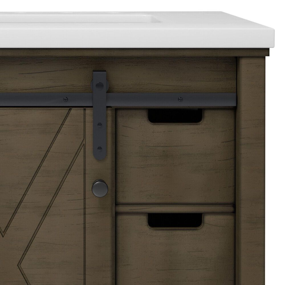 Lexora Home Marsyas 30" Single Bathroom Vanity in Rustic Brown with White Quartz Top and Rectangular Sink, , large