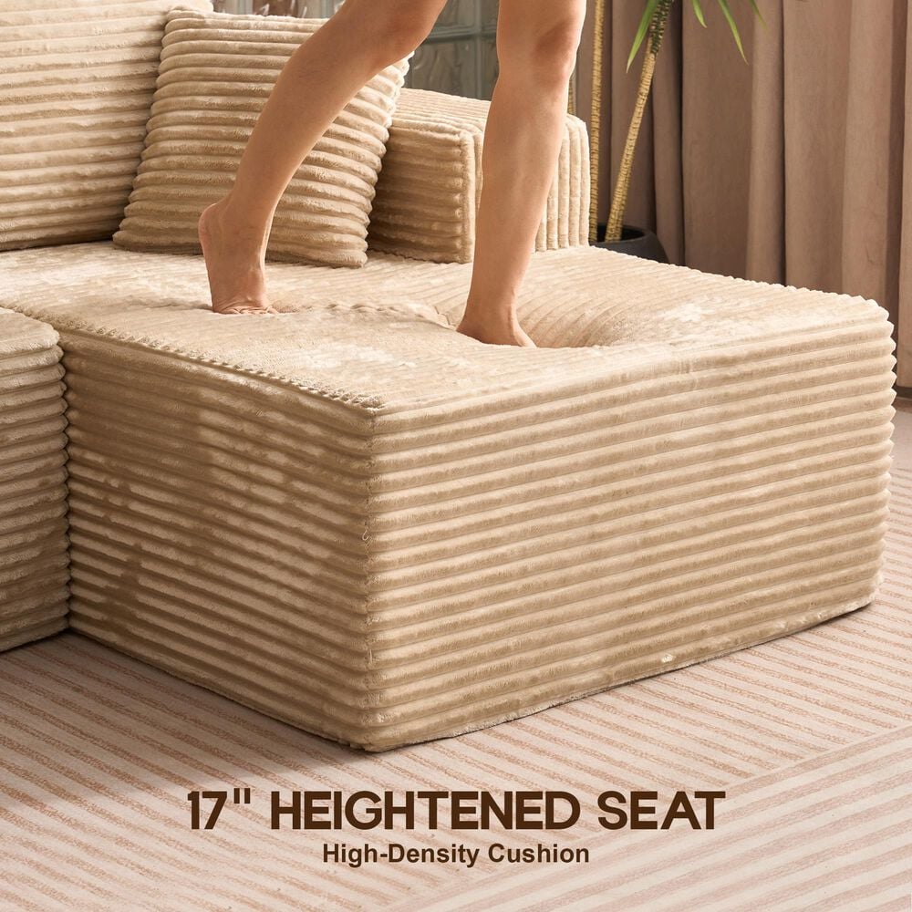 HOMLUX 134.6" Sectional Sofa with High Density Foam in Beige, , large