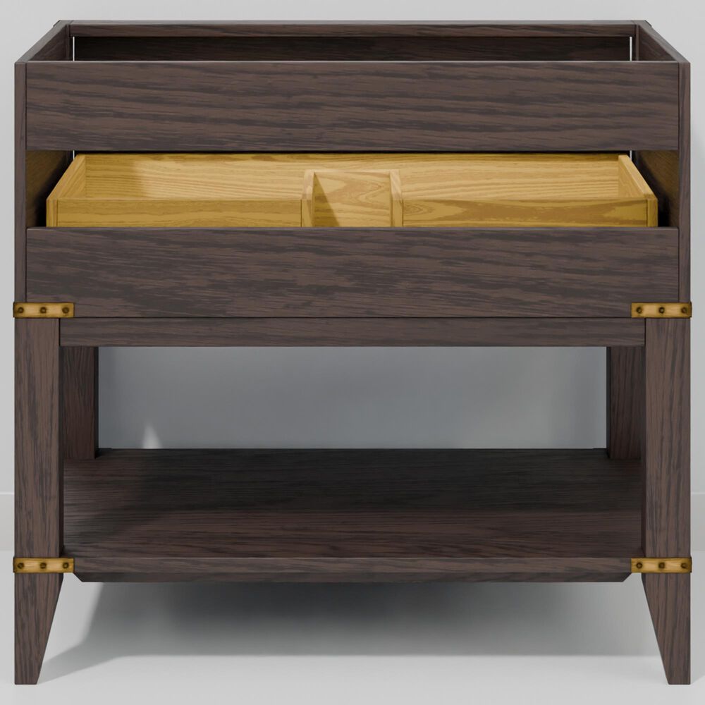 Lexora Home Norwalk 36" Single Bathroom Vanity in Brown Oak with White Carrara Marble Top  and Rectangle Sink, , large