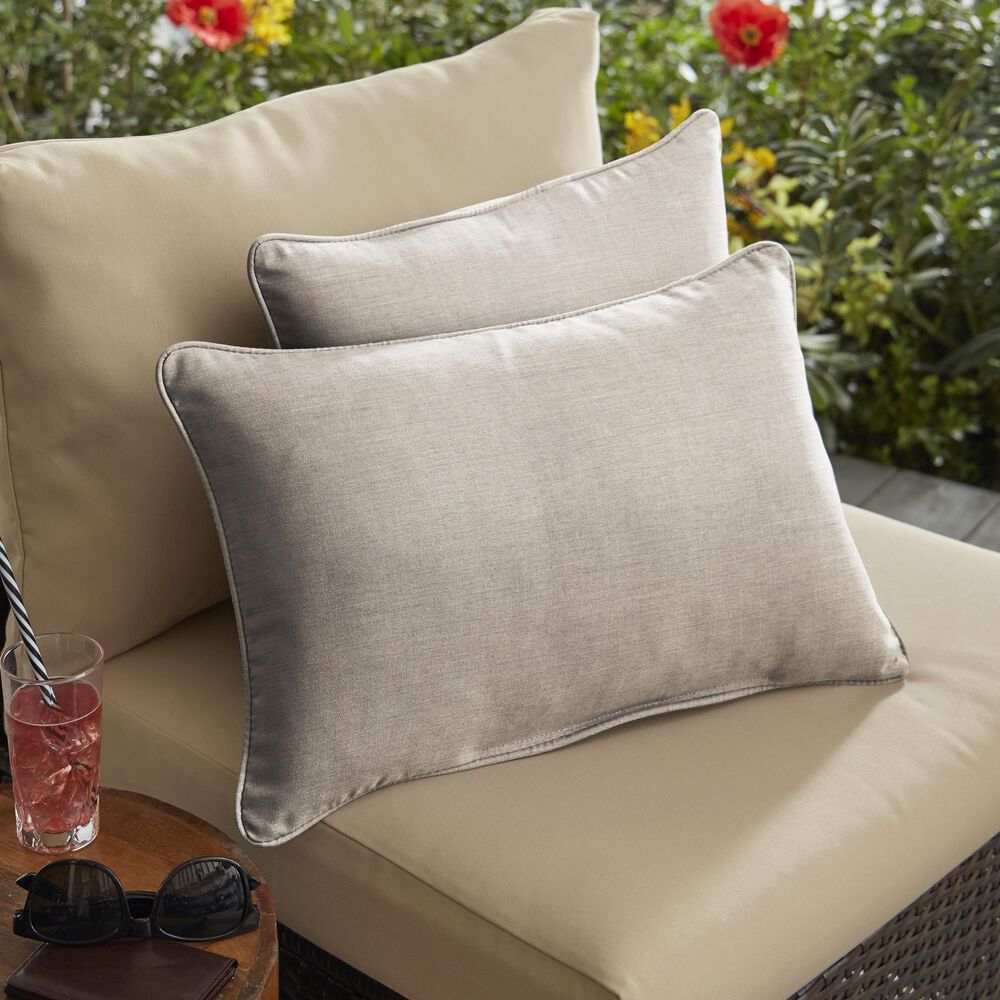 Sorra Home Sunbrella 12" x 24" Pillow in Cast Silver (Set of 2), , large
