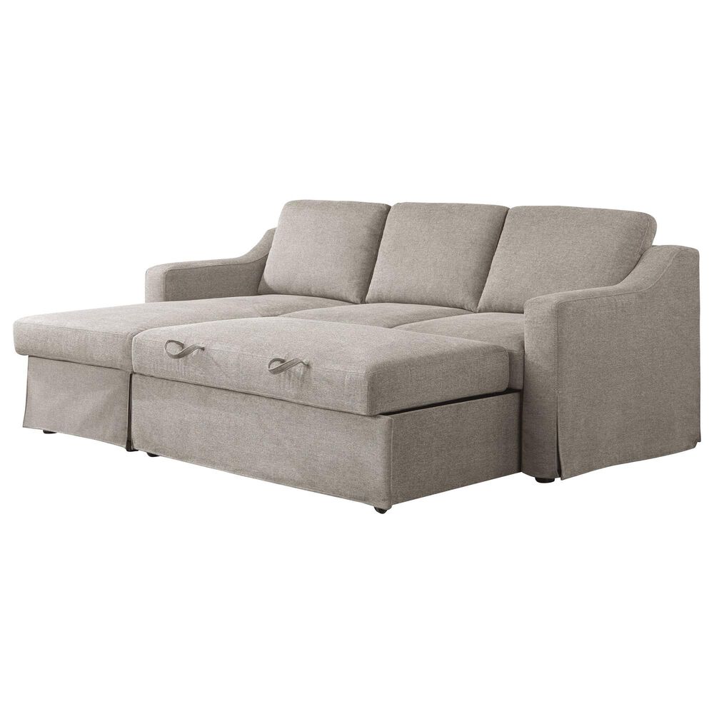 Lifestyle Solutions Haddington Stationary Convertible Sleeper Sofa with Chaise in Flax, , large