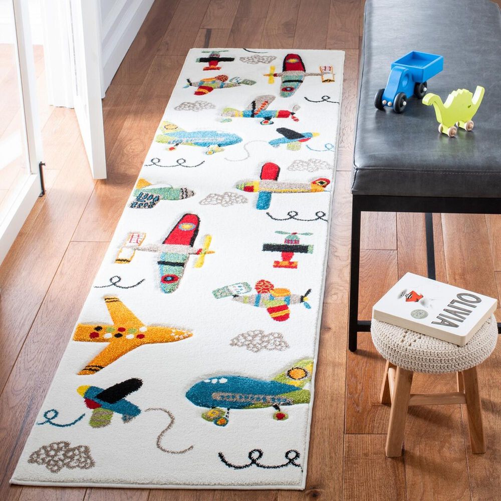 Safavieh Carousel Outer Space 2&#39;3&quot; x 6&#39; Ivory and Blue Kids Runner, , large