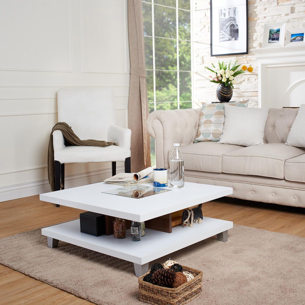 Furniture of America Humphrey Storage Coffee table in White, , large
