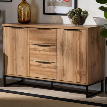 Baxton Studio Reid 3 Drawer Sideboard in Oak/Black, , large