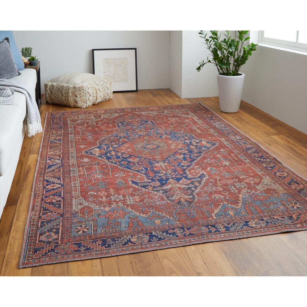 Feizy Rawlins 39HQF 3&#39;11&quot; x 6&#39; Red and Navy Area Rug, , large