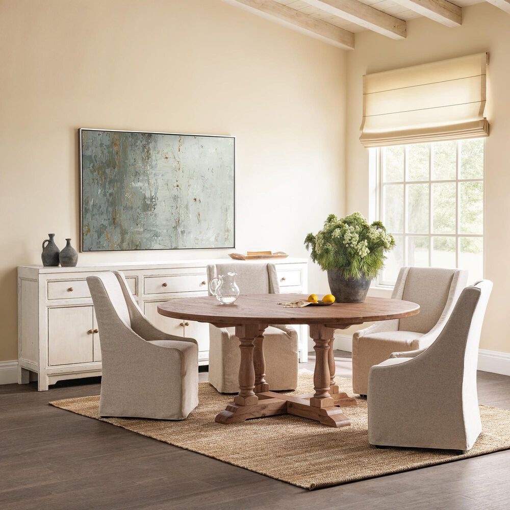 Classic Home Warwick Upholstered Rolling Dining Chair in Oatmeal, , large