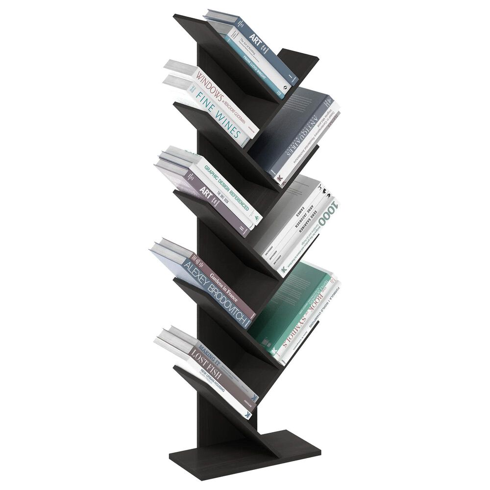 HOMLUX 9-Tier Shelf Tree Bookcase in Espresso, , large