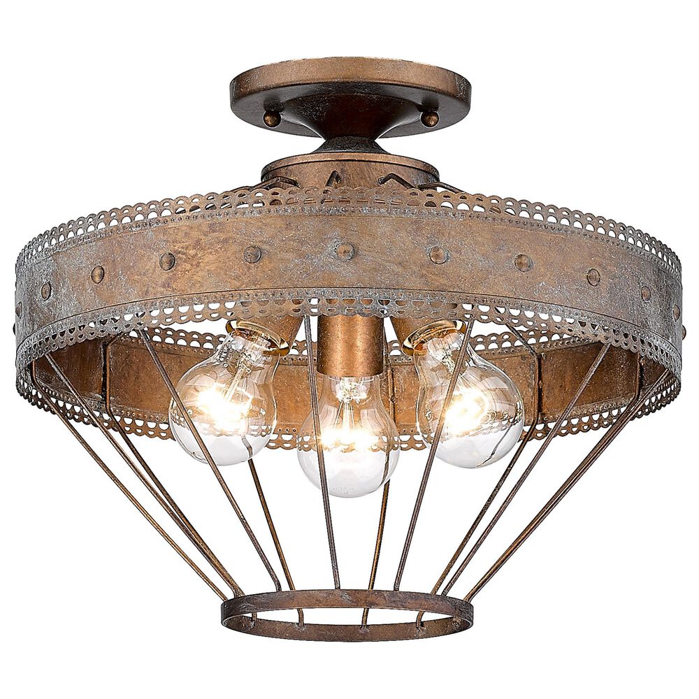 Golden Lighting Ferris 3-Light Semi-Flush in Copper Patina, , large