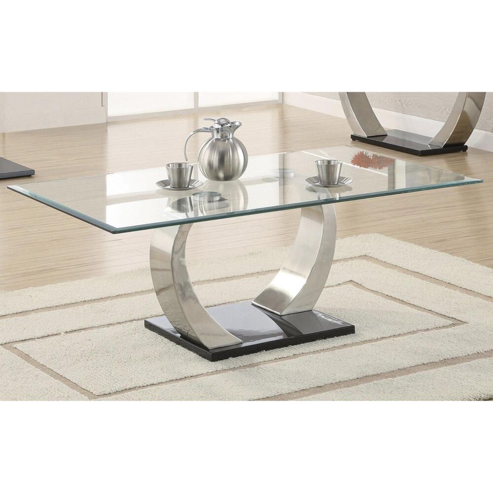 Pacific Landing Contemporary Glass Top Coffee Table, , large