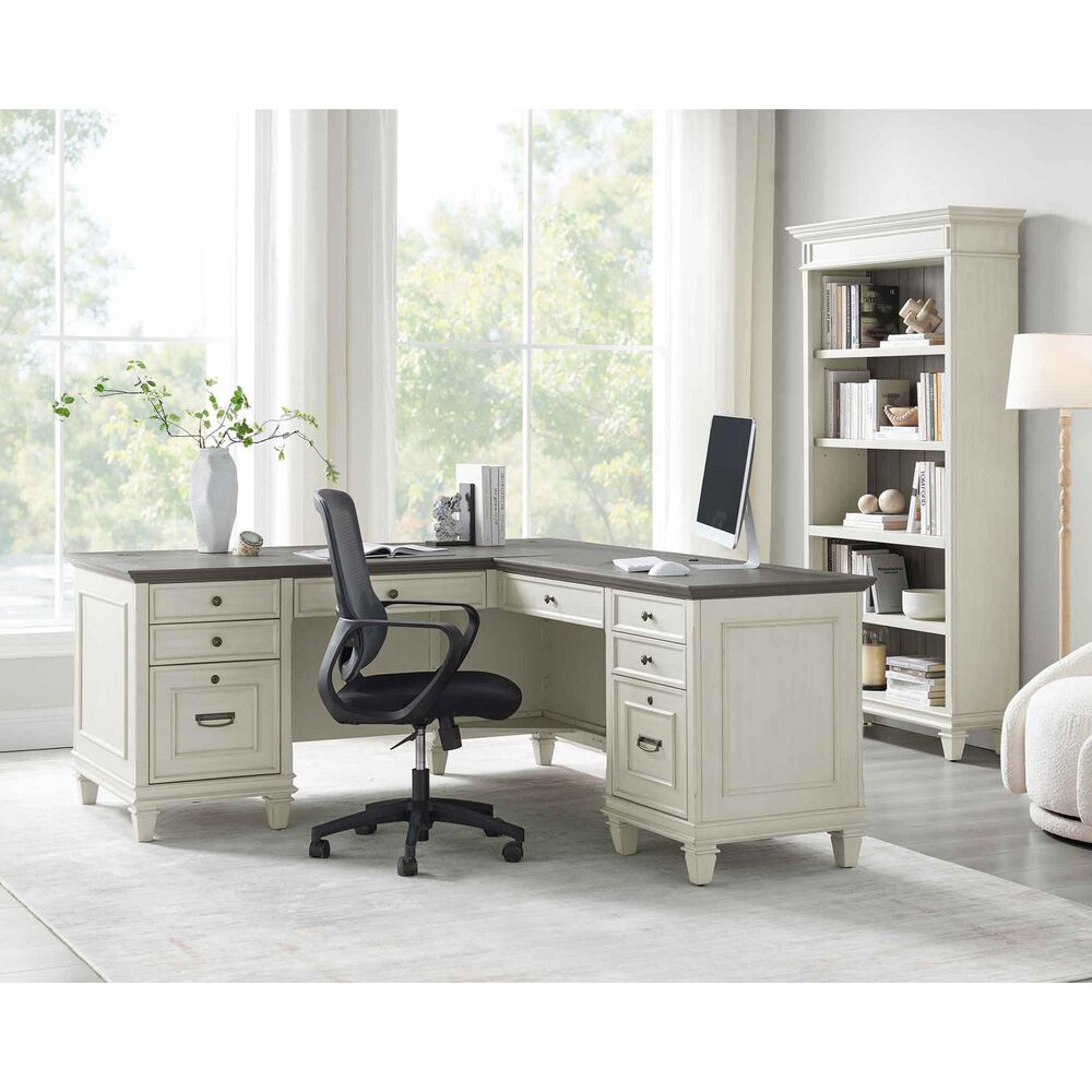 Wycliff Bay Hartford RHF Pedestal Desk in Antique White, , large