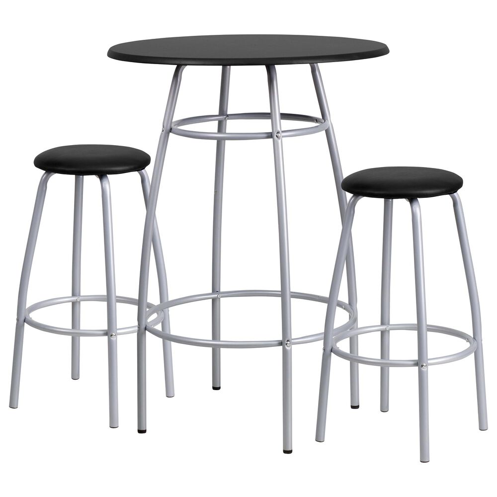Flash Furniture 3-Piece Bar Table Set in Black, , large