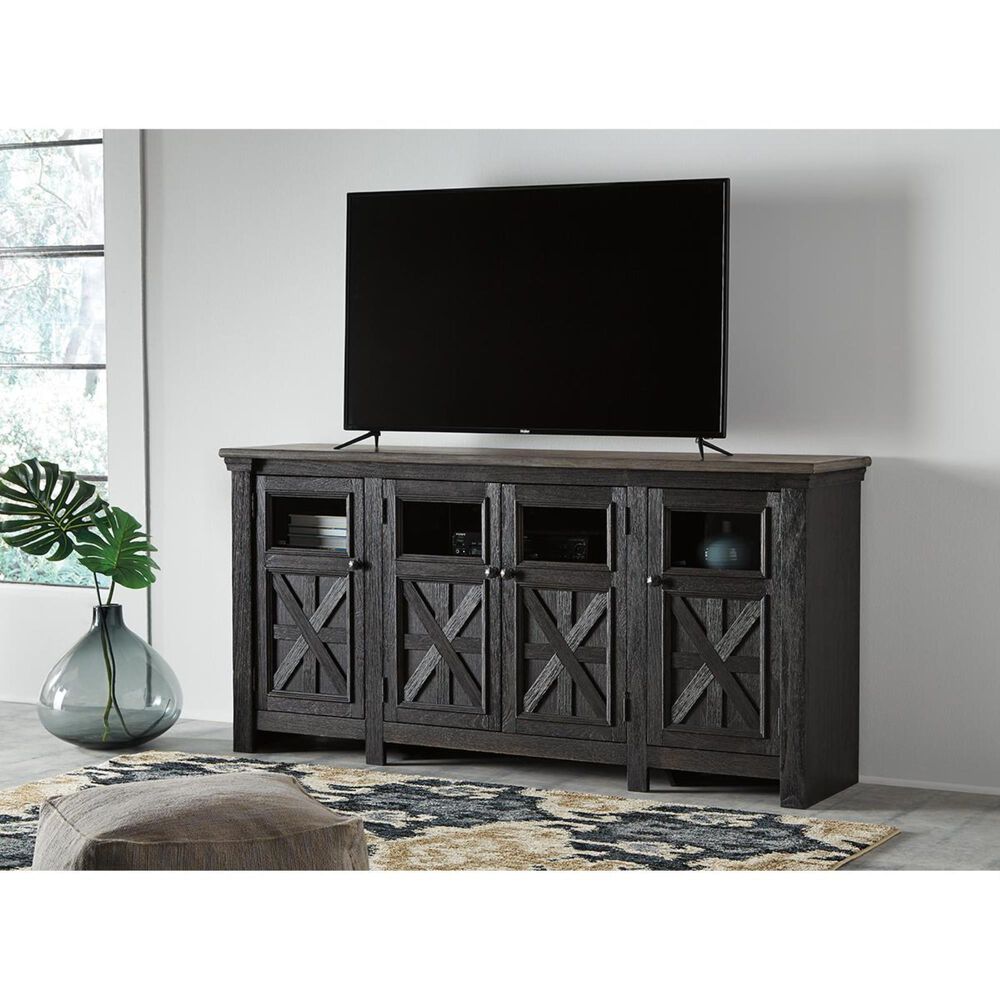 Ashley Tyler Creek Extra Large 74.25&quot; TV Stand in Black and Gray, , large