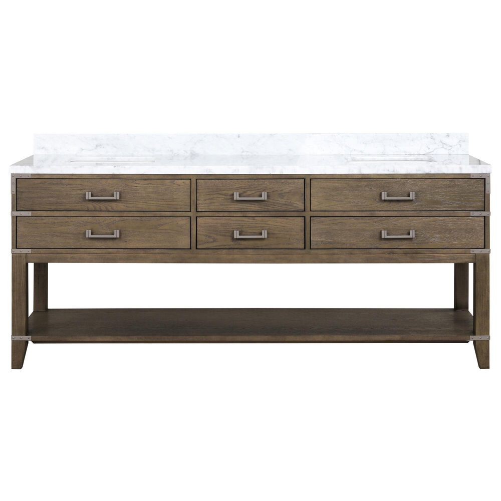 Lexora Home Norwalk 80&quot; Double Bathroom Vanity in Grey Oak with White Carrara Marble Top  and Rectangle Sink, , large