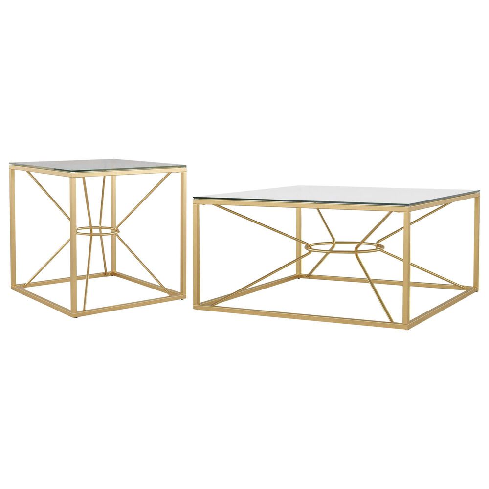 Furniture of America Hough Coffee Table Set in Gold and Clear (Set of 2), , large