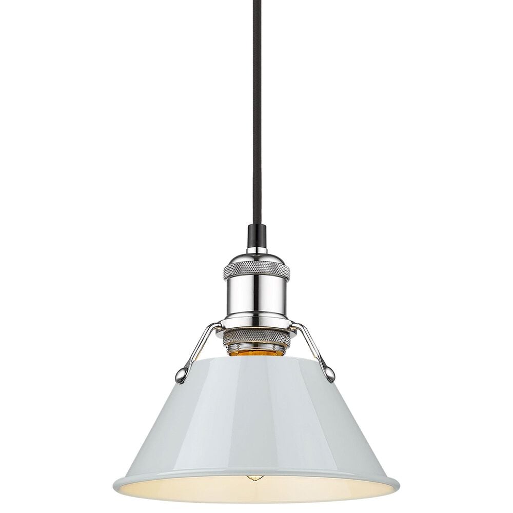 Golden Lighting Orwell 1-Light Small Pendant with Dusky Blue Shade in Chrome, , large