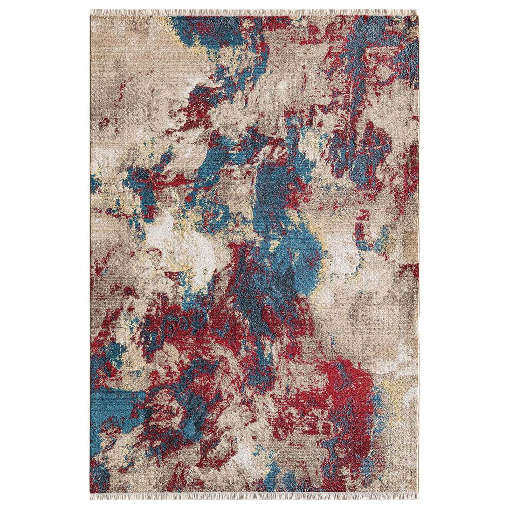Rugs America Amari Liquid 2"6" x 8" Gold, Sapphire and Red Runner, , large