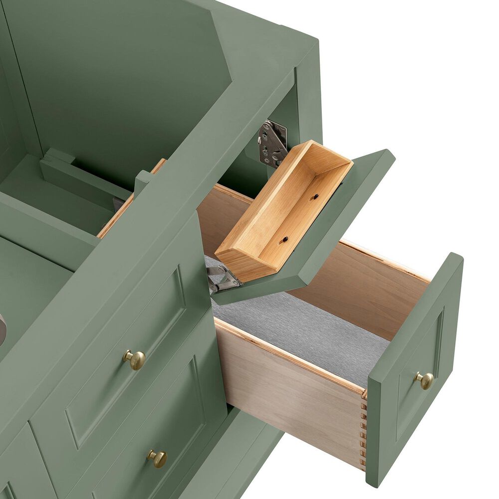 James Martin Vanities Breckenridge 36&quot; Single Bathroom Vanity in Smokey Celadon with 3 cm Victorian Silver Quartz Top and Rectangular Sink, , large