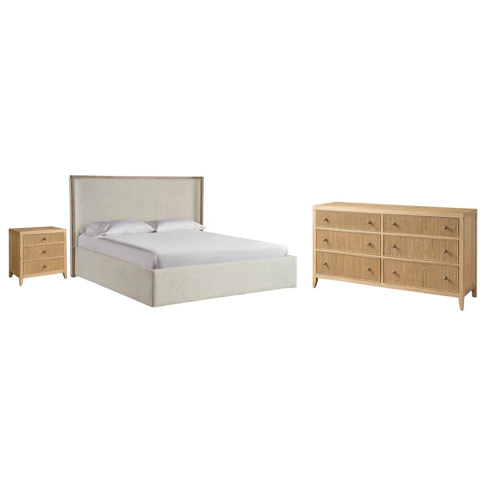 Universal Furniture Avaline Queen Upholstered Storage Bed with Dresser and Nightstand in Skylark with USB Ports and Outlets, , large