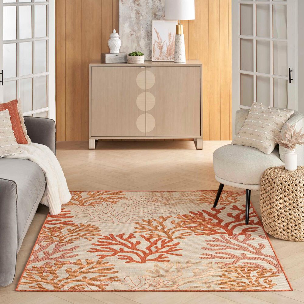Nourison Garden Oasis Nautical Coral 4&#39; x 6&#39; Indoor/Outdoor Area Rug, , large