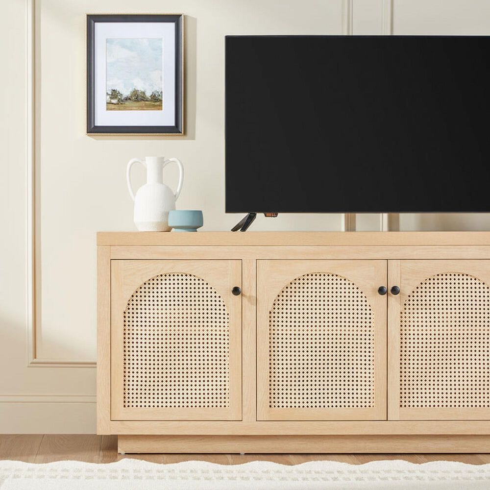 Walker Edison Sasha 70&quot; TV Stand in Coastal Oak, , large