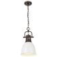 Golden Lighting Duncan 1-Light Small Pendant with Chain and Matte White Shade in Rubbed Bronze, , large