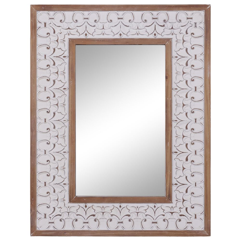Maple and Jade 28&quot; x 36&quot; Wall Mirror in White and Brown, , large