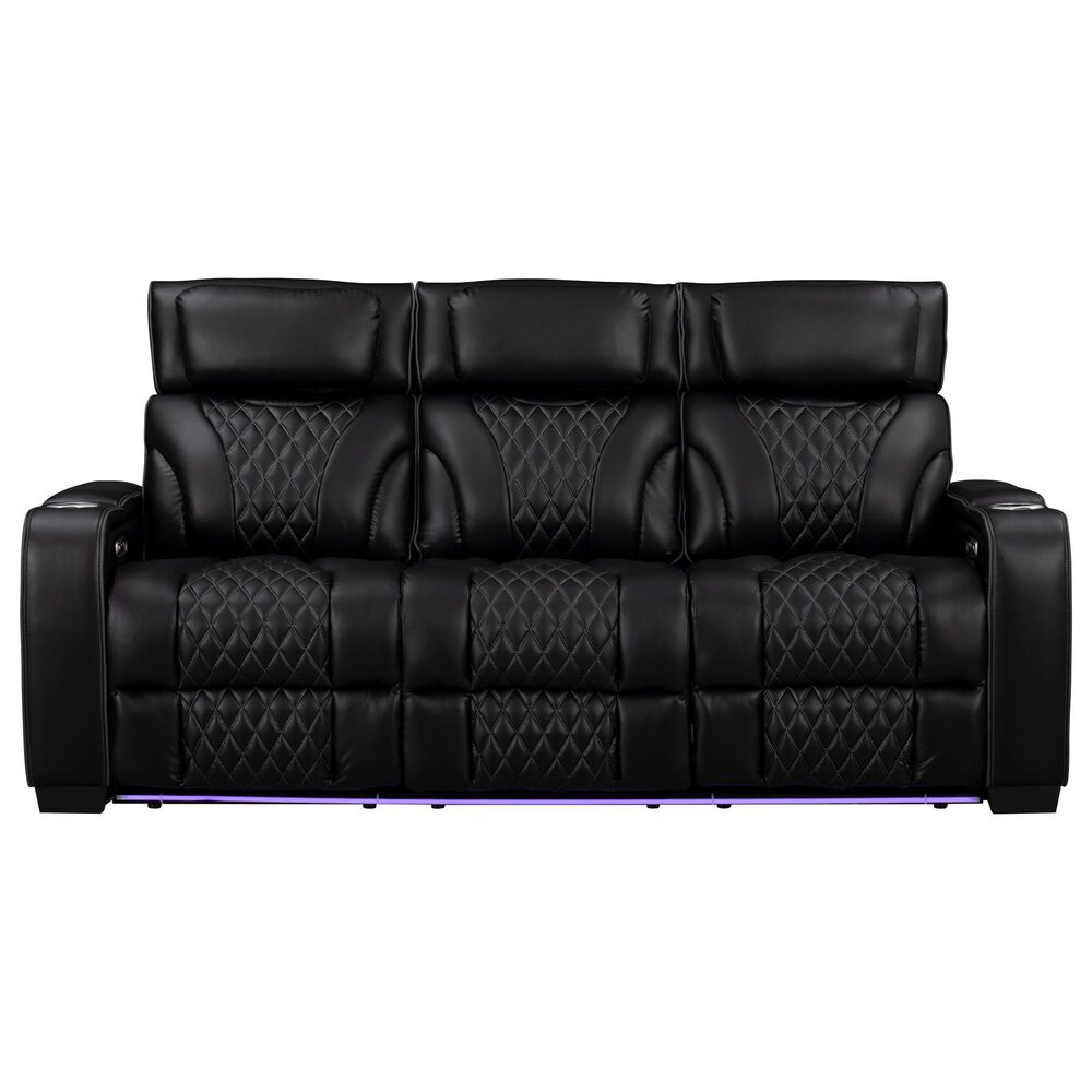 Titanic Furniture All Star Power Reclining Sofa with Power Headrest in Black, , large