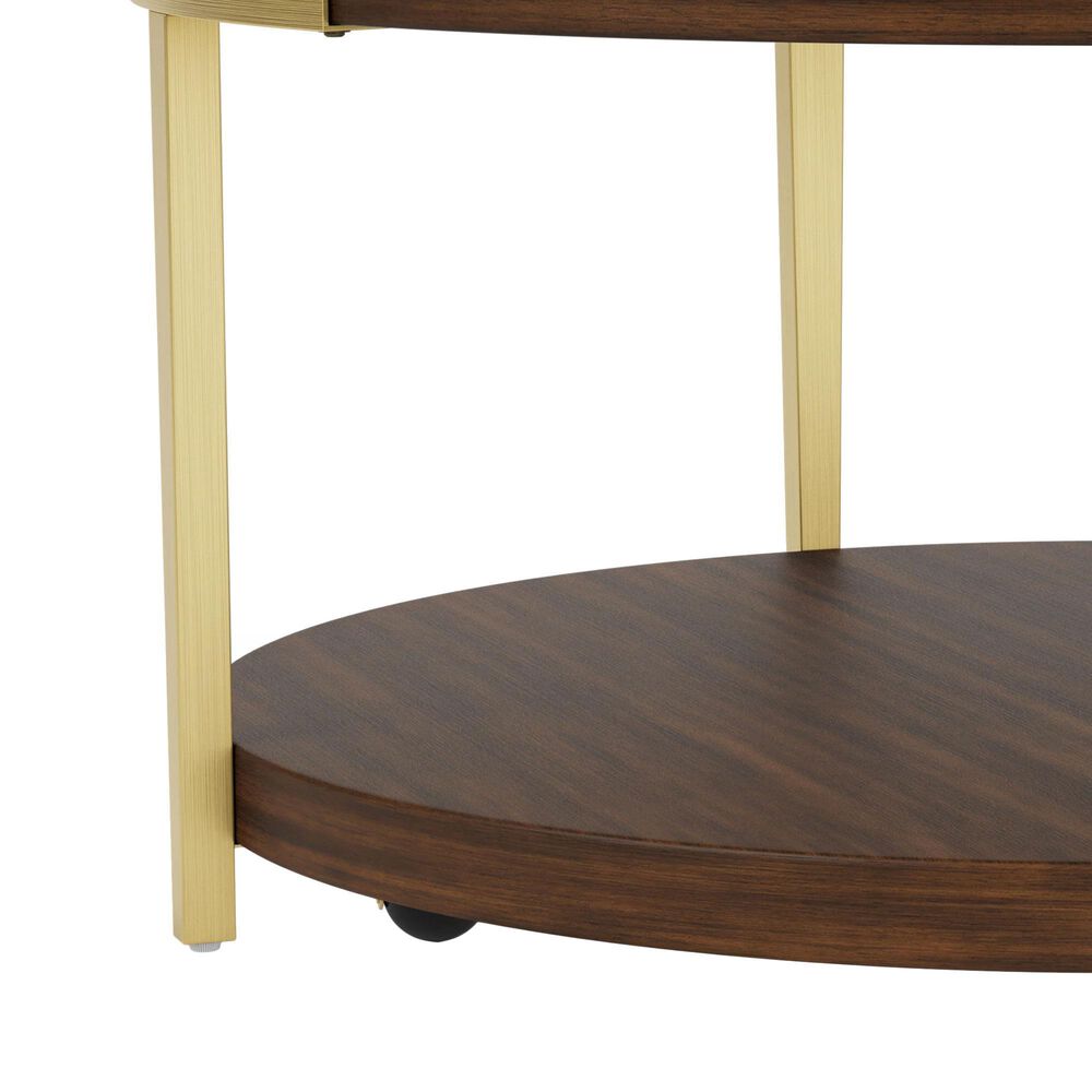 Riverside Furniture Emery Round Cocktail Table in Smoked Cherry and Bronze, , large