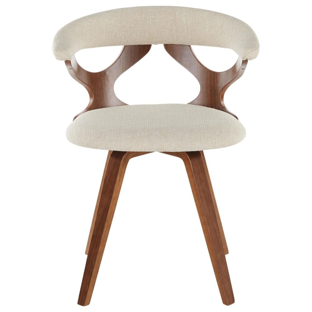 LumiSource Gardenia Swivel Arm Chair with Cream Upholstered in Walnut, , large