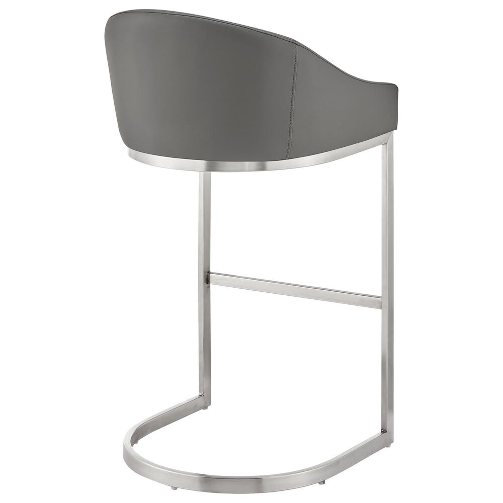 Blue River Katherine 26&quot; Counter Stool with Gray Cushion in Brushed Stainless Steel, , large