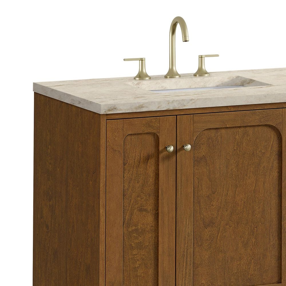 James Martin Laurent 72" Double Bathroom Vanity in Honey Oak with 3 cm Tajnar Eclos Top, Rectangular Sinks and FreePower Wireless Charger, , large