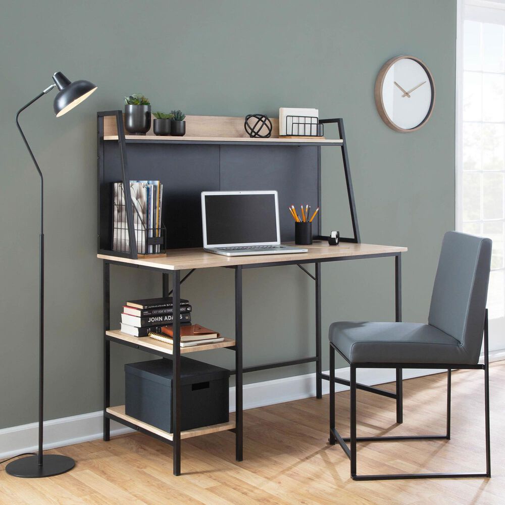 LumiSource Fuji Side Chair with Grey Cushion in Black (Set of 2), , large