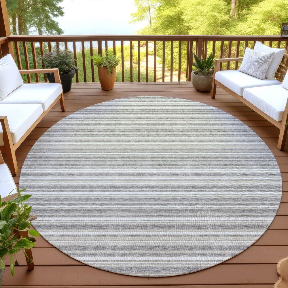 Dalyn Rug Company Soft Essentials Striped Taupe 8' Round Indoor/Outdoor Area Rug, , large