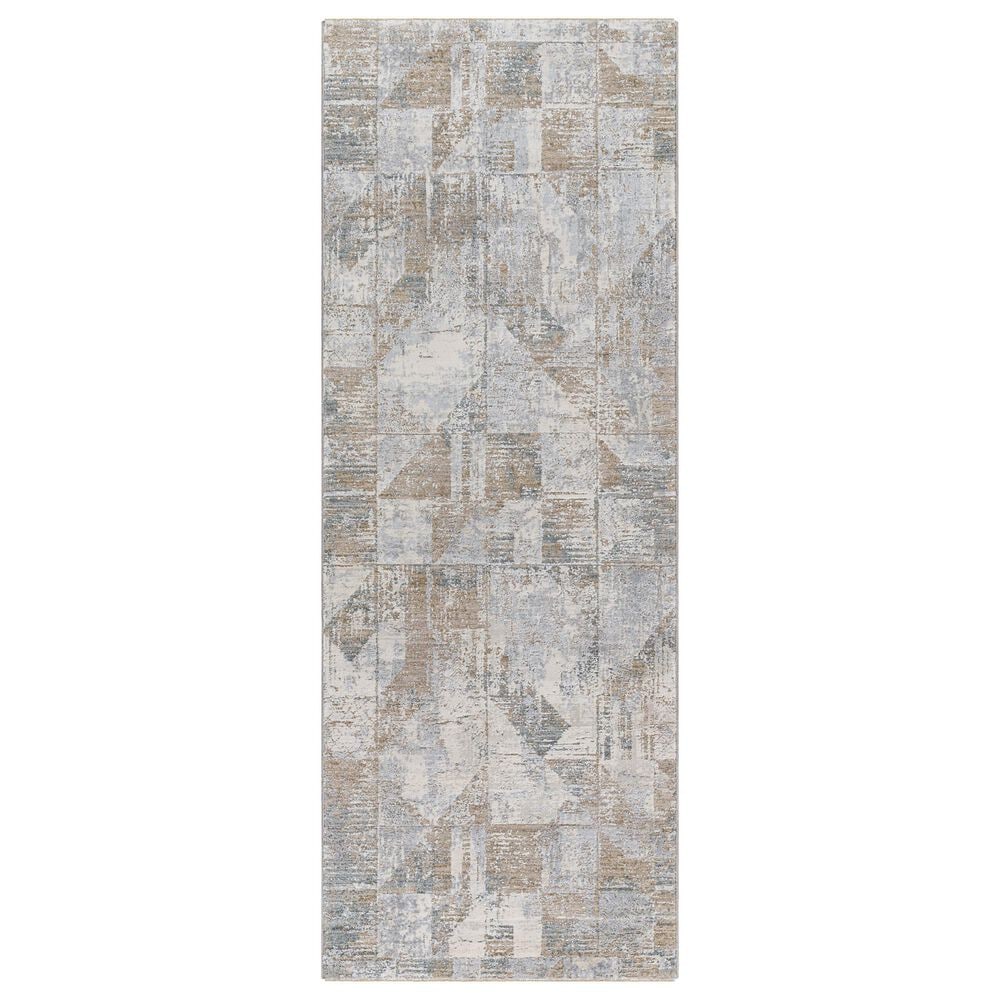 Surya Brunswick 2"7" x 10" Cream, Light Slate, Blue, Olive, Seafoam and Taupe Runner, , large