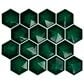 Dal-Tile Artefino Jewel Emerald 3" Pyramid Hexagon Apex on 11" x 12" Porcelain Mosaic Sheet, , large
