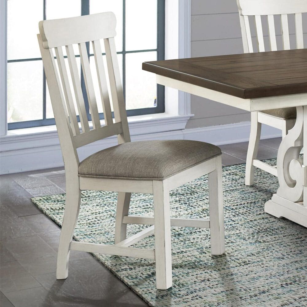 Hawthorne Furniture Drake Slat Back Side Chair w/Cushion Seat in Rustic Gray and French Oak, , large