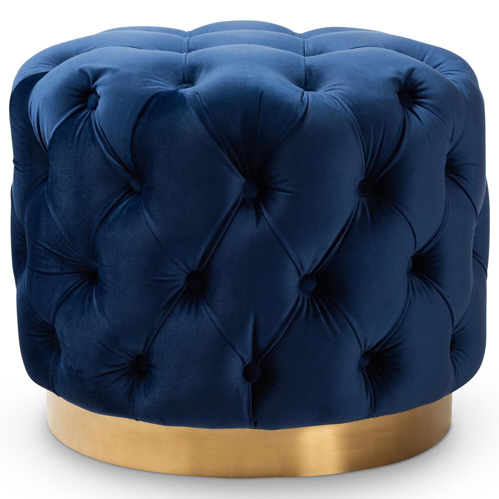 Baxton Studio Valeria Ottoman in Royal Blue, , large