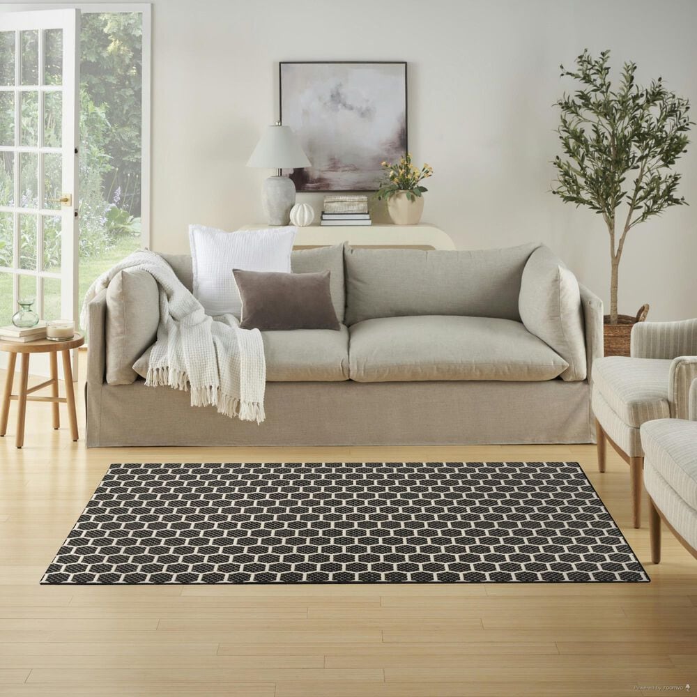 Nourison Twist Reversible 4&#39; x 6&#39; Black Indoor/Outdoor Area Rug, , large
