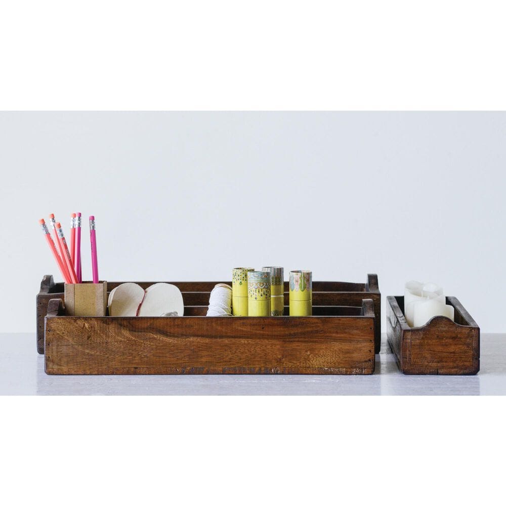 Creative Coop 3-Piece Found Wood Box Set in Brown, , large