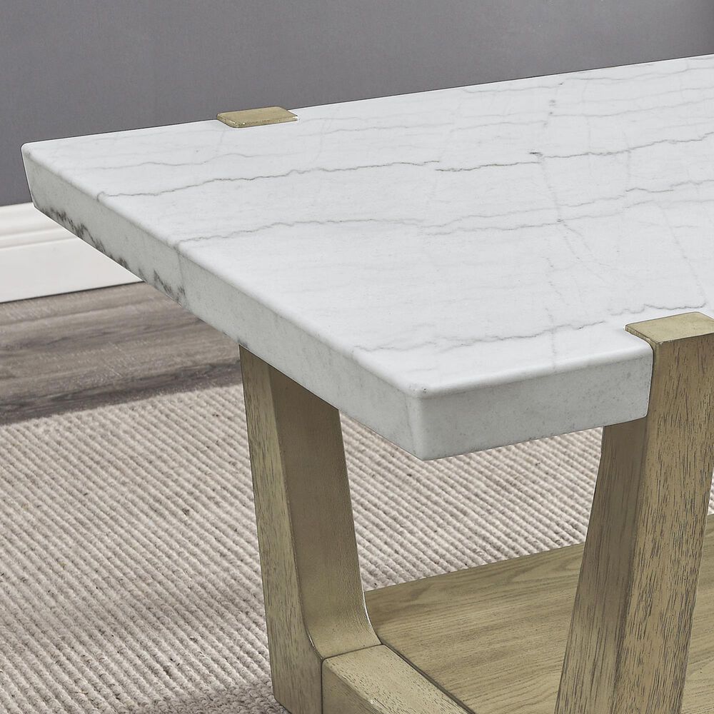 Steve Silver Perth Sofa Table in White and Weathered Sand, , large