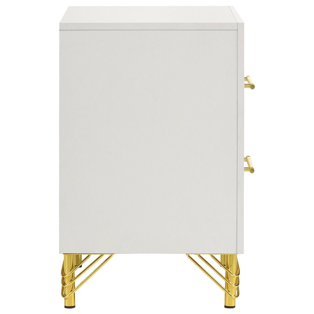 Pacific Landing Lucia 2-Drawer Nightstand in Bright White and Gold, , large