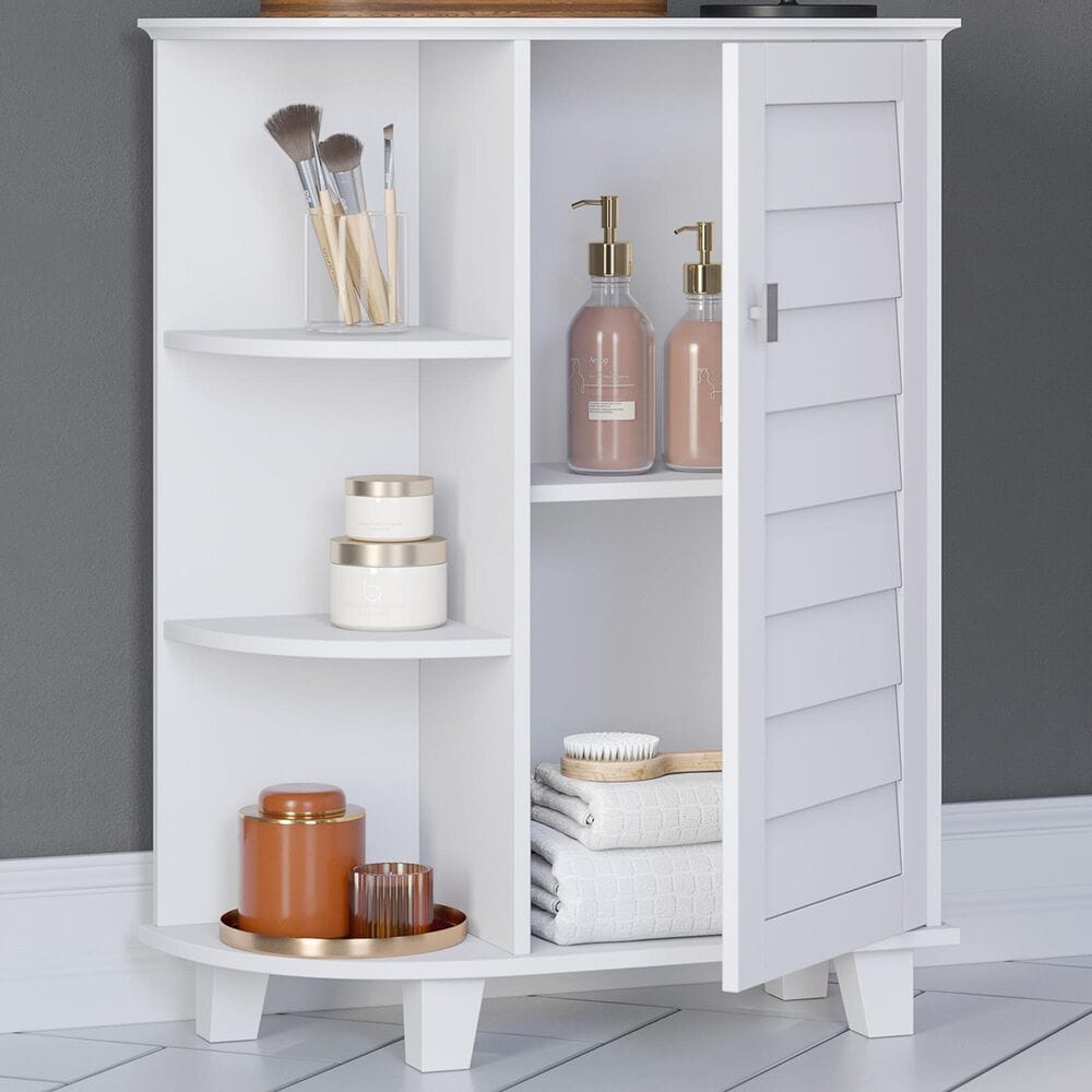 RiverRidge Home Brookfield 1-Door Floor Cabinet with Side Shelves in White, , large