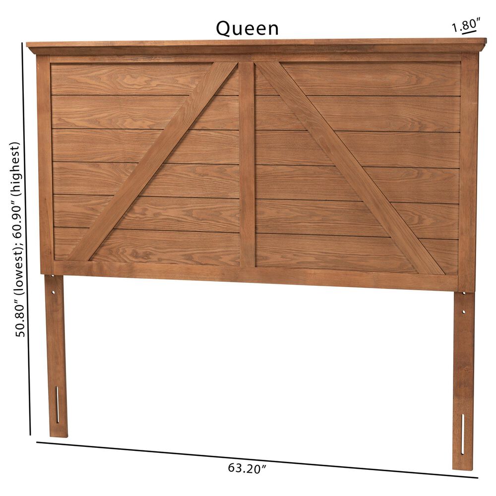 Baxton Studio Yorick Queen Headboard in Ash Walnut, , large
