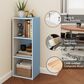 HOMLUX 3-Tier Bookcase with Decorative Open Shelves in White and Light Blue, , large