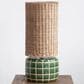Teak Interiors Botanist Ceramic Tiled Table Lamp with Hand-Woven Rattan Shade in Green and Natural, , large